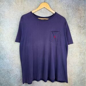 VTG 90s Polo Ralph Lauren T Shirt Mens Sz L Navy Blue Pocket Pony Logo